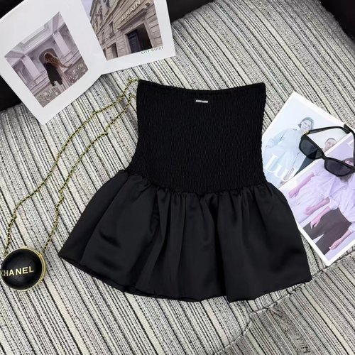 Miu Miu Exclusive Micro Logo Corset Skirt Dress, Adaptable Styles