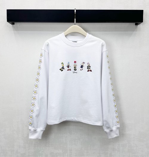 Ganni Disney Co-branded Duck Pattern and Emblem T-Shirt