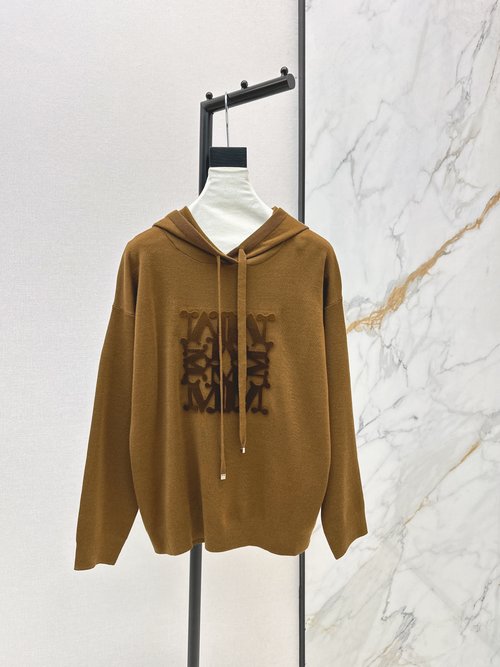 Max Mara Flocked Logo Hoodie with Custom Metal Bell, Five Colors