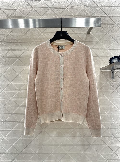 Fendi Customized Knit Cardigan with Double F Logo and Buttons