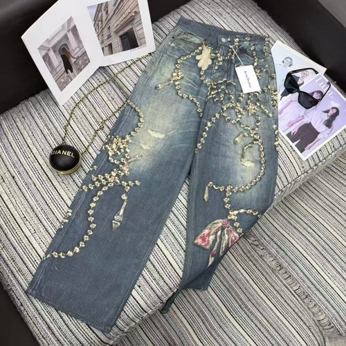 Acne Studios Chain Print Vintage Jeans in High-Quality Denim
