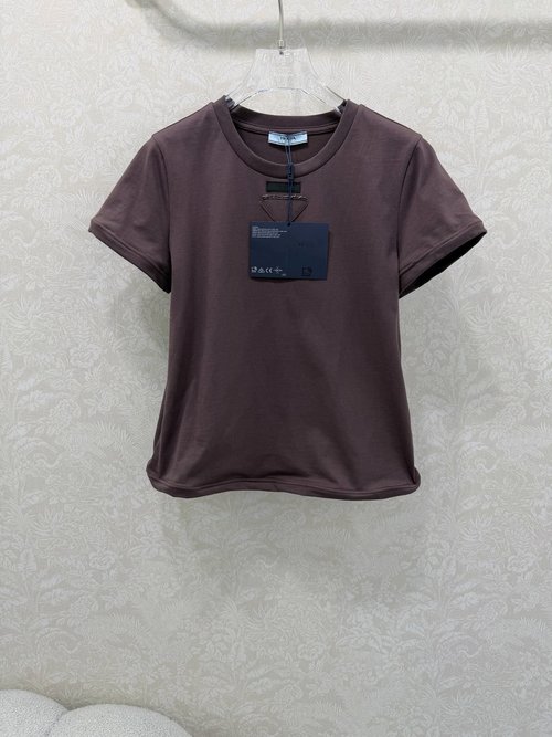 Prada Short - Sleeve T - Shirt with Vintage Logo and Elastic Trim