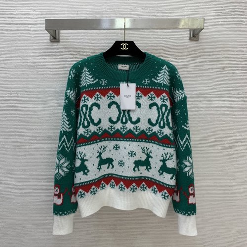 Celine Festive Knit Pullover with Classic Logo