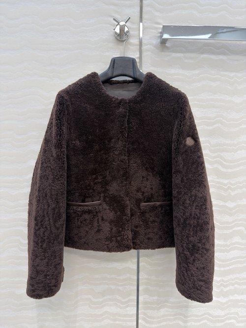 Moncler Imported South African Fur-Fleece Coat with Down Back and Timeless Design