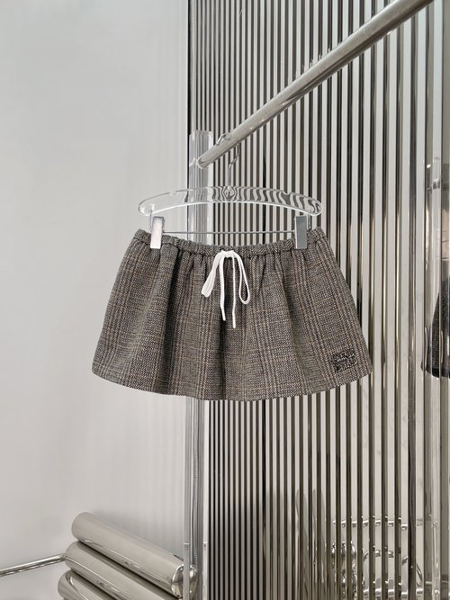 Miu Miu Tweed Wool Checked Skirt
