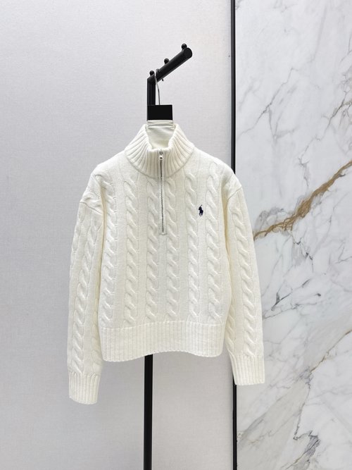 Polo Ralph Lauren Customized Wool-Cashmere Knit Collared Half-Zip Sweater