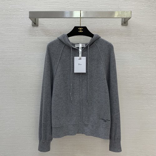 Dior Fashionable Zip-up Cardigan with Butterfly Embroidery