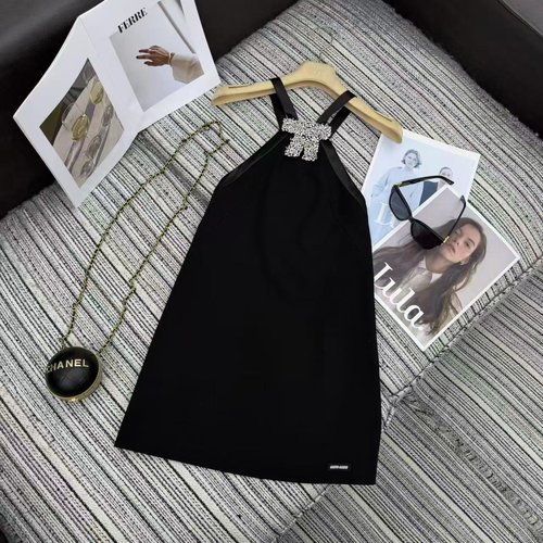 Miu Miu Spring Series Plaque Dress with Bowknot