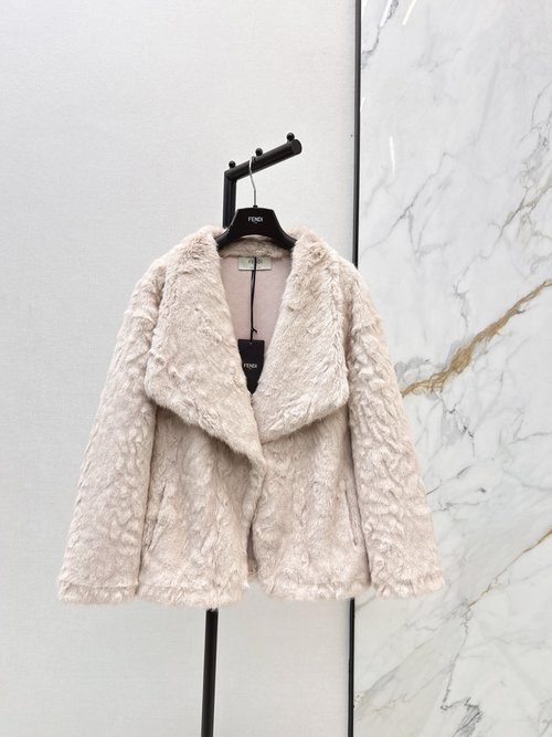 Fendi Faux Fur Coat, Short Style, Smooth Touch, Two Colors