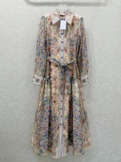 Zimmermann Button-front Positioned Floral Series Dress with Vintage Prints