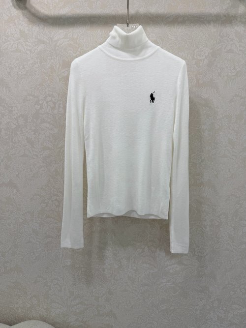 Polo Ralph Lauren Wool Turtleneck Blouse with Logo Embroidery, Elegant Style