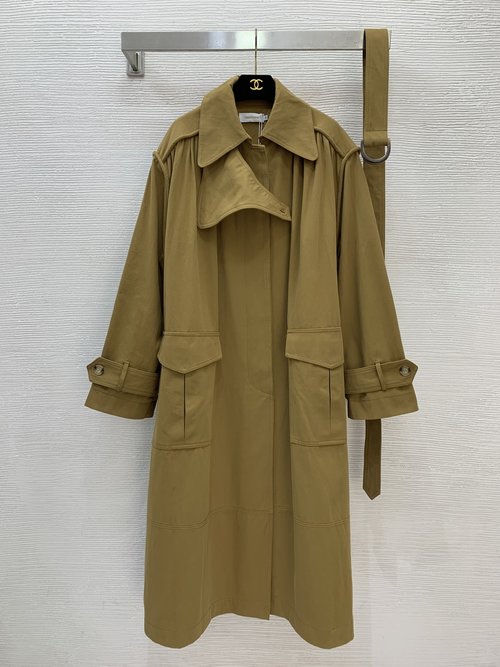 Zimmermann Workwear-Style Button-down Collared Trench Coat with Large Pockets