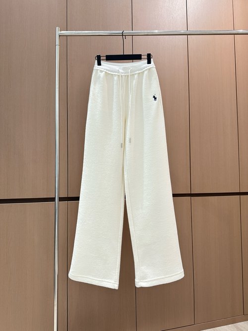 Yves Saint Laurent Elastic Drawstring Fleece Casual Pants with Distinctive Flair