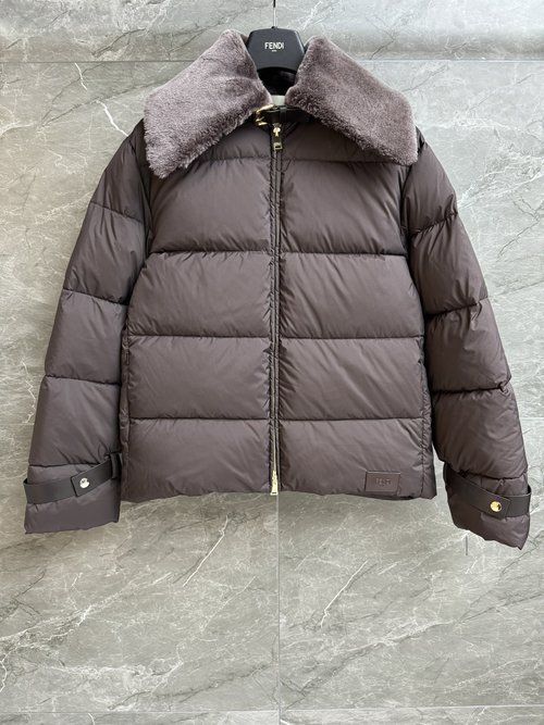 Fendi New Arrival: Fur Collar Down Jacket with Leather Buckles, Fashion - Forward