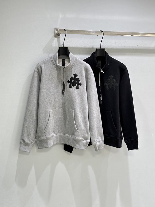 Chrome Hearts Cross-Embellished High-Collar Zip-Up Hoodie