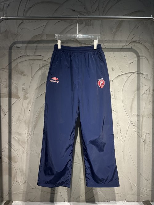 Balenciaga Football Collection Embroidered Long Sports Pants in Black and Blue