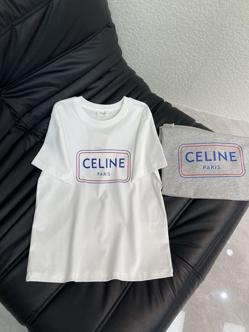 Celine Letter Print Short Sleeve T-Shirt, Simple Design