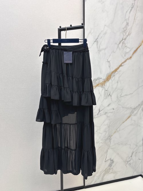 Louis Vuitton Asymmetrical Cake Skirt with Romantic Layers