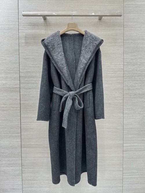 Jil Sanders Exclusive Fleece Hooded Double-Sided Cashmere Long Coat for Comfort