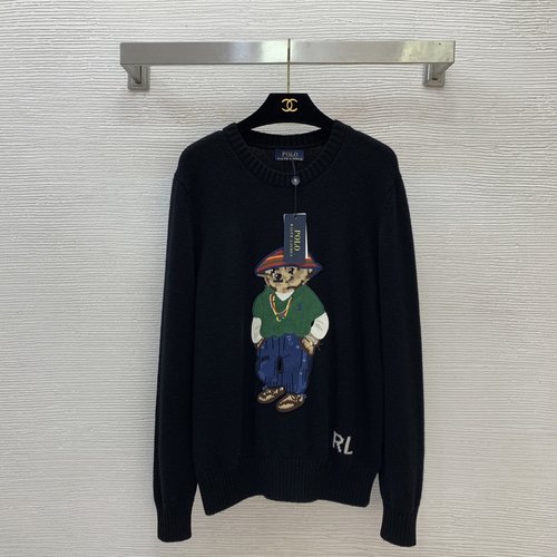 Polo Ralph Lauren High-end Customized Wool Sweater with Rainbow Bear Pattern