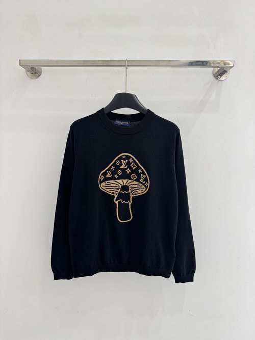 Louis Vuitton Knit Top with Mushroom Embroidery and Trendy Design