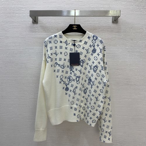 Louis Vuitton High-end Wool Blend Knit Top with Logo老花 Print