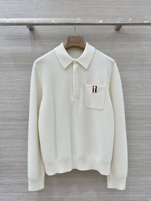 Thom Browne Exclusive Launch: Premium Cashmere Polo Top with Stylish Tape Elements