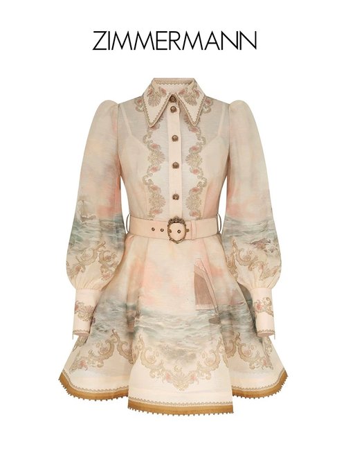 Zimmermann Retro Dress with Shell Buttons and Elastic Slip