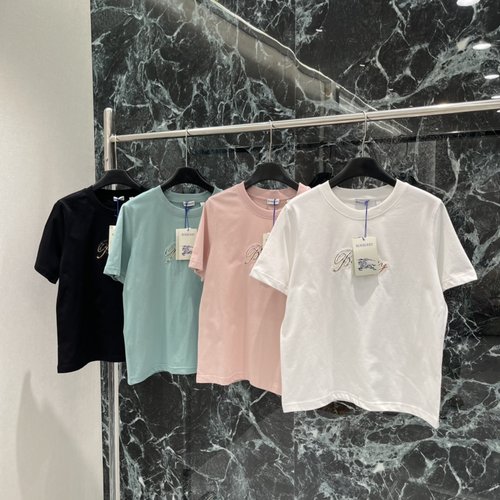 Burberry Embroidered Patch Short-Sleeve T-Shirt with Brand Initial Logo