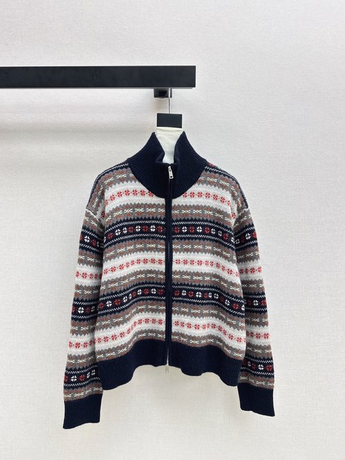 Loro Piana Fair Isle Knit Cardigan with Vintage European Aesthetic