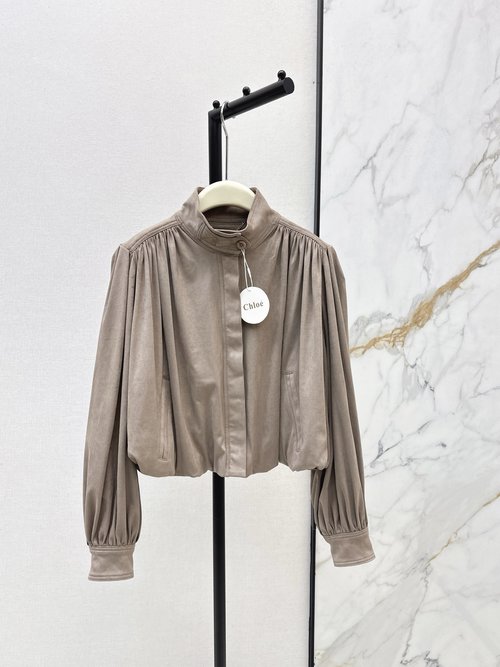 Chanel Exclusive Eco-Suede Collared Cropped Jacket with Stylish Appeal
