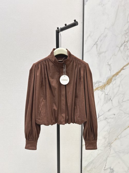 Chanel Exclusive Eco-Suede Collared Cropped Jacket with Stylish Appeal