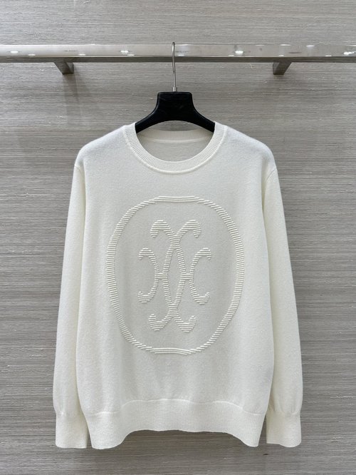 Hermes Holiday Red Cashmere Knit Pullover with Logo Jacquard