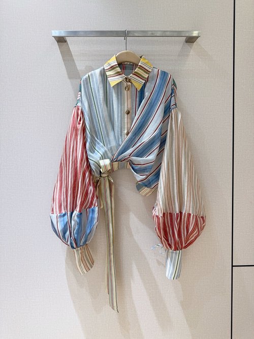 Zimmermann Rebellion Series Striped Linen-Cotton Shirt with Belt