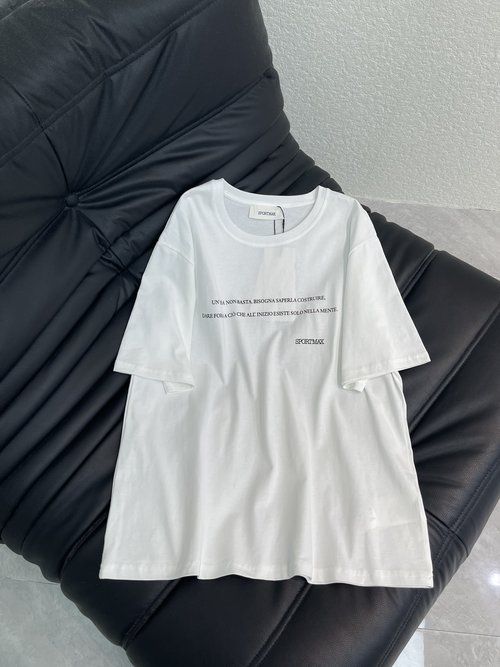 Max Mara Timeless Sportma Oversized Short Sleeve Tee with Slogan Print