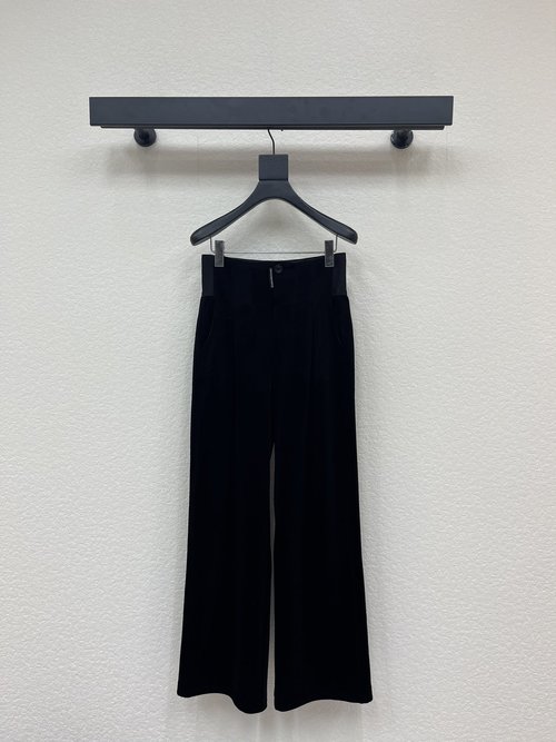 Alexander Wang Contrast Trim Waistband Wide Leg Pleated Pants