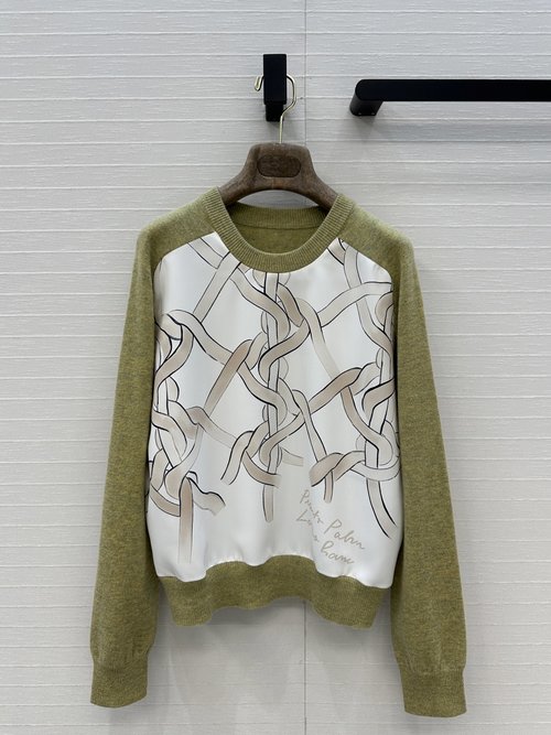 Loro Piana Chain Print Spliced Cashmere Sweater for a Vintage Style