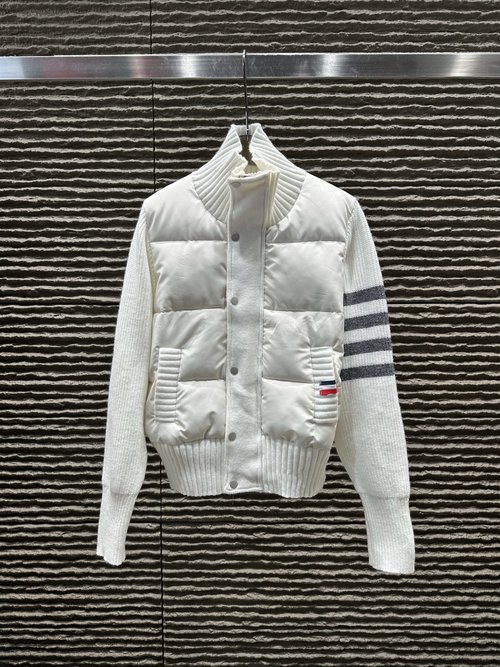 Thom Browne Cotton Blend Wool Sleeve Elegant Cardigan