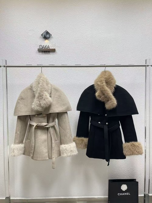 Balmain Oat-colored Woolen Cape-like Winter Coat