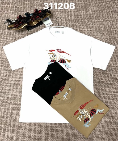 Burberry Pure Cotton Plain Weave Top with Multi-Color Embroidery