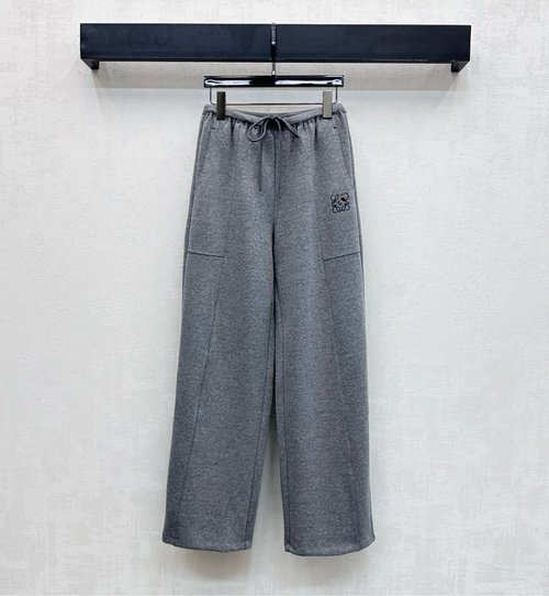 Loewe Straight-Leg Pants with Embroidery Logo, Stereo Pocket and Brand Logo