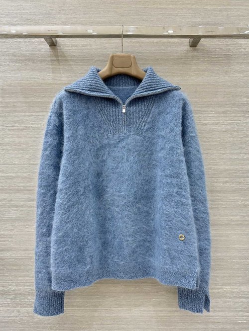 Loro Piana Exclusive Premium Cashmere Pullover with Half-Zip and Big Lapel