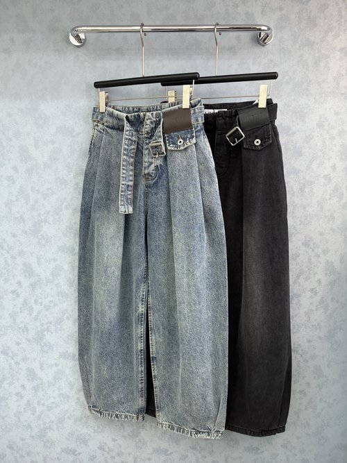 Loewe Premium Leather Patch Gradient Denim Jeans with Accessories