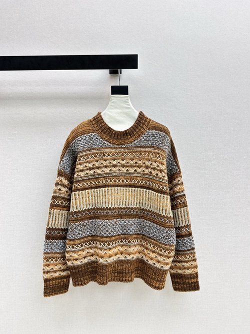 Loro Piana Fair Isle Retro Jacquard Knit Round-neck Sweater