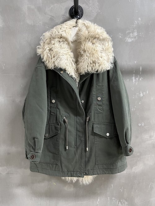 Yves Saint Laurent Versatile Goose - down Coat with Cotton - wool Leather