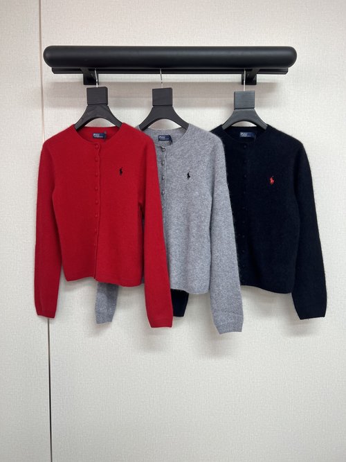 Polo Ralph Lauren Elegant Solid-Color Mohair Round-Neck Cardigan