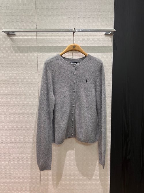 Yves Saint Laurent Classic Pony Embroidered Round Neck Cashmere Knit Cardigan, Simple and Adaptable