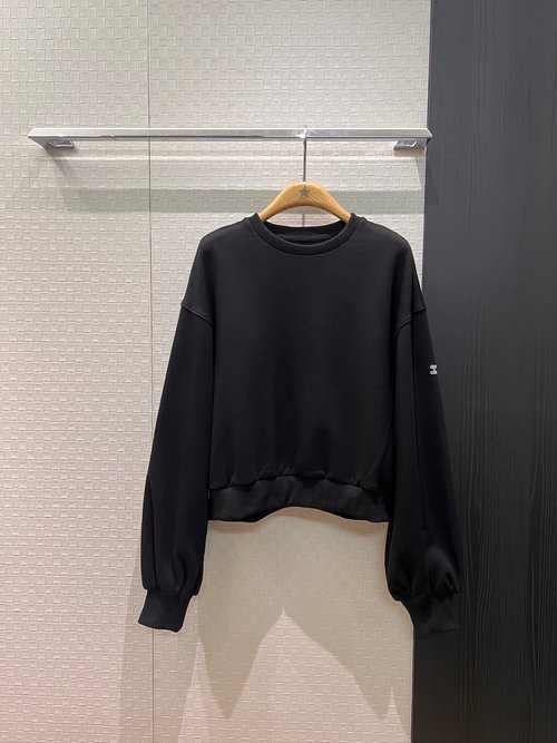 Celine Arc de Triomphe Embroidered Logo Lantern Sleeve Hoodie