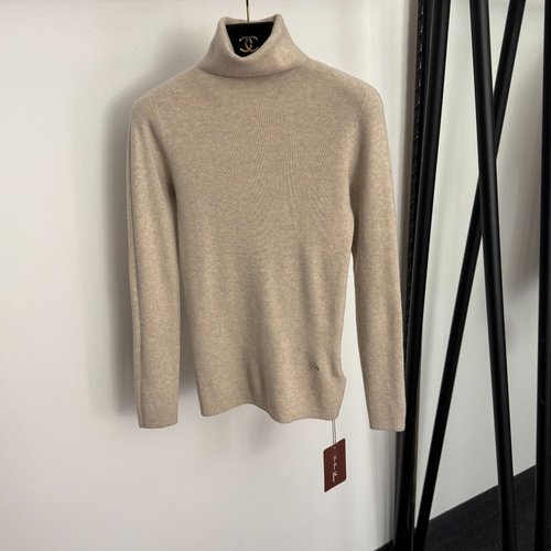 Loro Piana Cashmere Knit High-Neck Top with Metal Rings