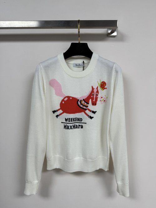 Loro Piana Cozy Sweater with Horse and Butterfly Embroidery